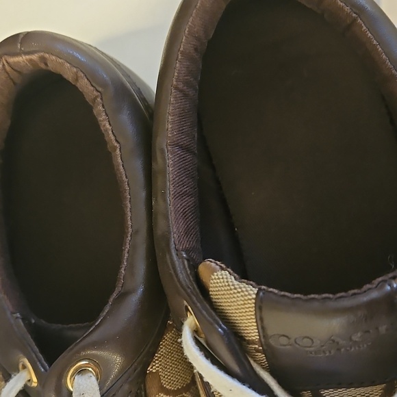 Coach Womens Low Top Signature Canvas Shoes Khaki Mahogany Size 11 lace up - Picture 8 of 8